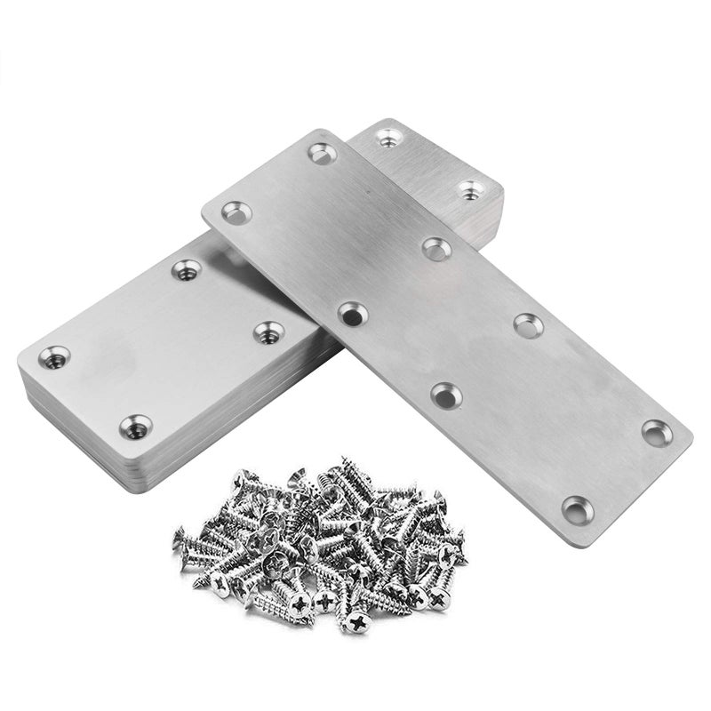 MOUNTAIN_ARK 10 Pack 5-1/2" x 2" Flat Mending Plate, 201 Stainless Steel Straight Bracket, Metal Repair Fixing Connector, 1.9 mm Thick - Image 1
